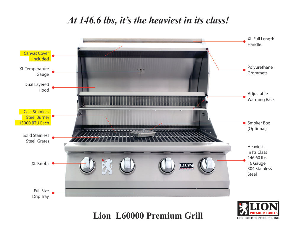 L-60000 Built in BBQ 32" w/ Grill Cover