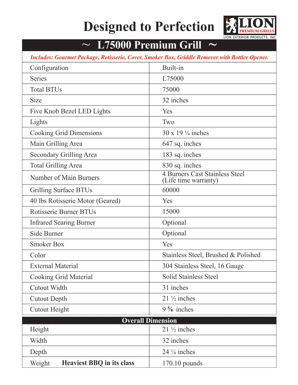 L-75000 Built in BBQ 32"