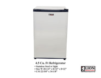 Refrigerator 4.5 cubic Stainless Steel Front Door 32" x 20 1/8"